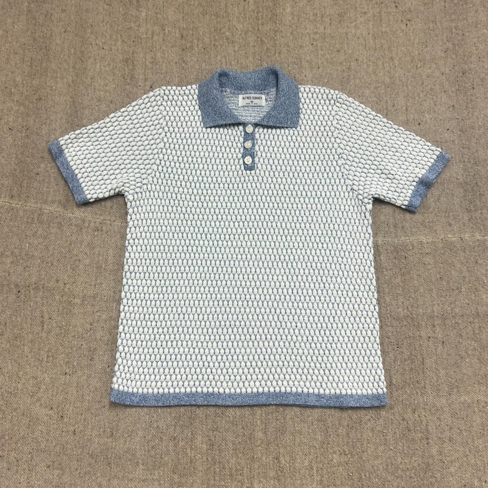 Vintage Alfred Dunner Polo Shirt Mens Large Blue 1980s Knit